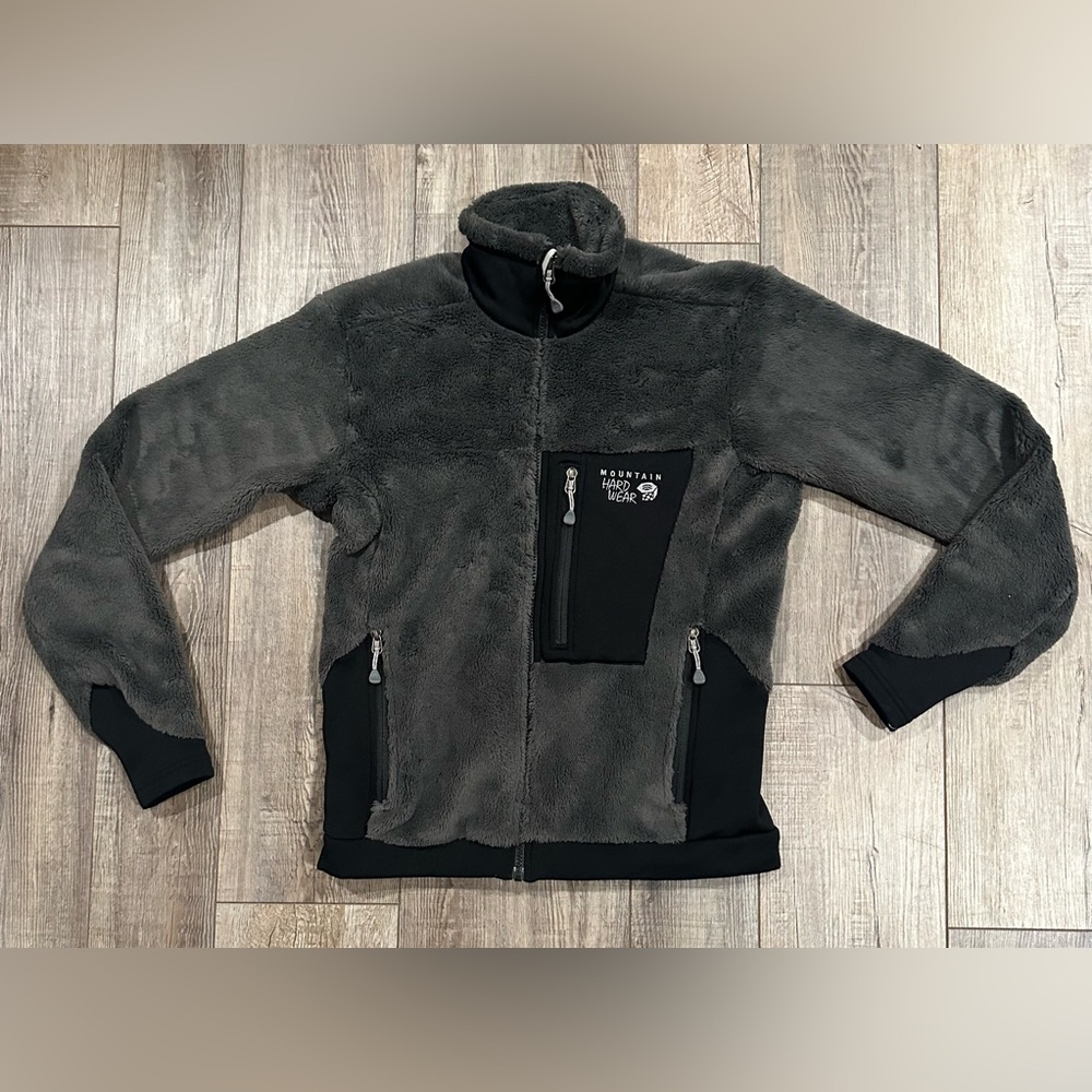 Men’s Mountain Hardwear Black and Gray Fleece Jacket $49 Size S 🔥🔥🔥